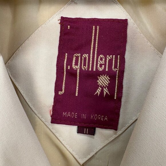 Vintage 70s-80s J. Gallery Beige Womens Long Trench Coat Size 11 Belted Button - Picture 3 of 11